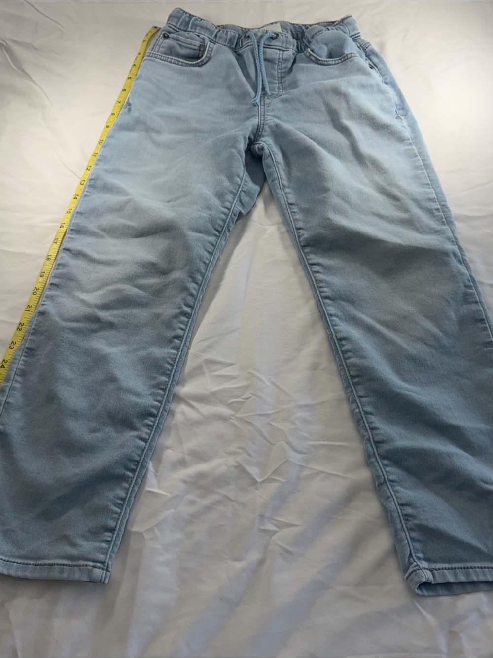 Cat & Jack Boys Pull-On Jeans Size 12 Light Wash Elastic Waistband Denim